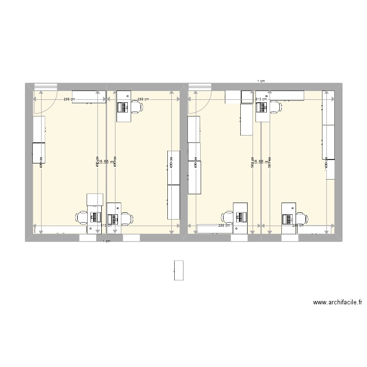 arts plass. Plan de 2 pièces et 51 m2