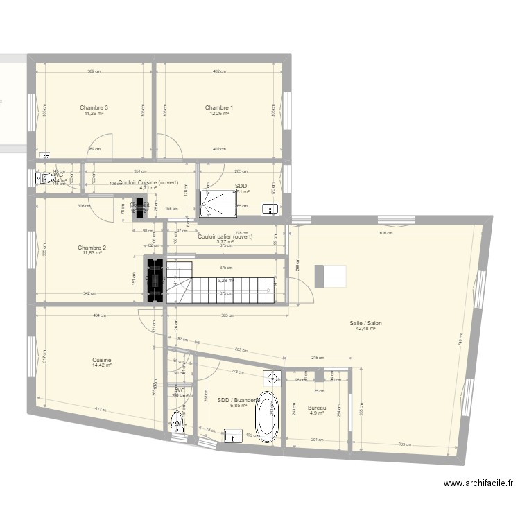 Café Garnier Mesuré vdef petit bureau. Plan de 26 pièces et 262 m2