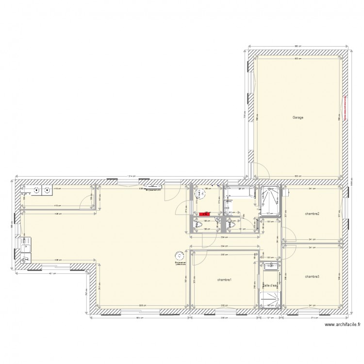 Cheminement plomberie. Plan de 0 pièce et 0 m2