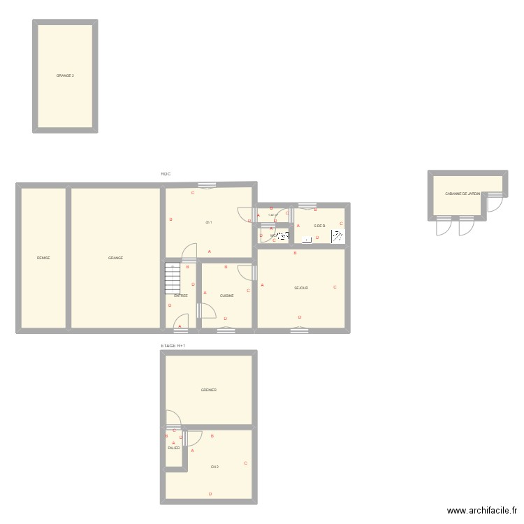 ROUSSEAU. Plan de 14 pièces et 175 m2