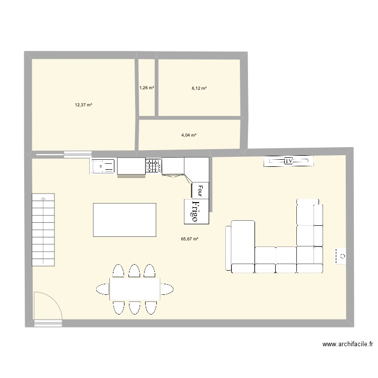 Romain. Plan de 5 pièces et 89 m2