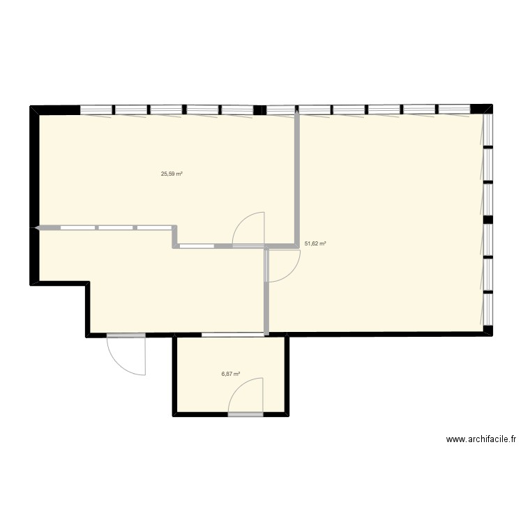 bureau seb modif 3. Plan de 3 pièces et 84 m2