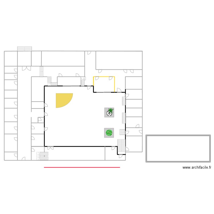 Collège plan simplifié. Plan de 23 pièces et 603 m2