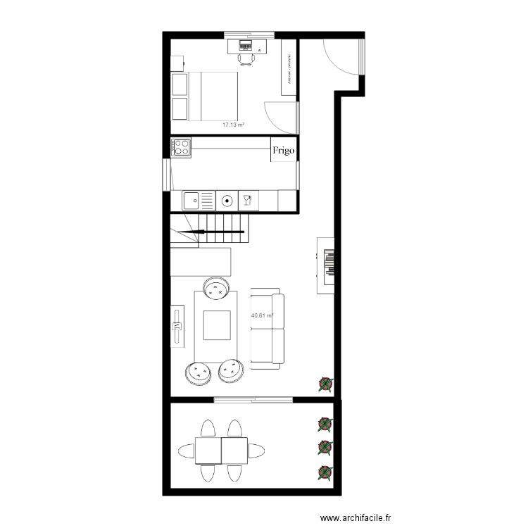 R1 avec mobilier version 2. Plan de 0 pièce et 0 m2