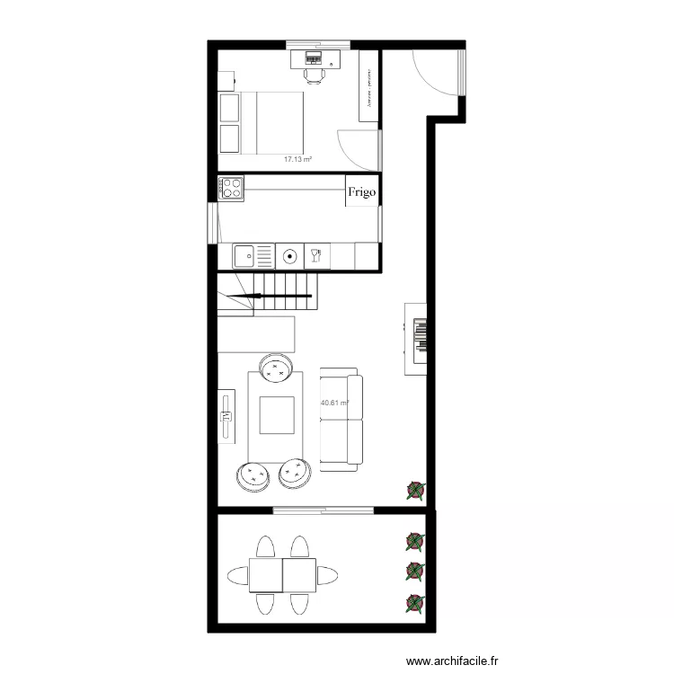 R1 avec mobilier version 2. Plan de 