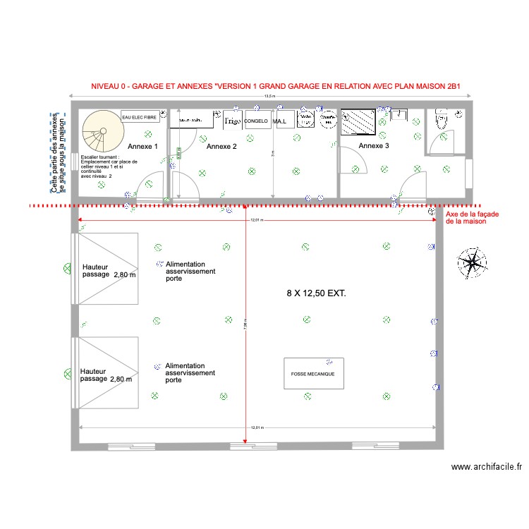 VERSION 1 GD GARAGE ESCALIER TOURNANT. Plan de 5 pièces et 134 m2