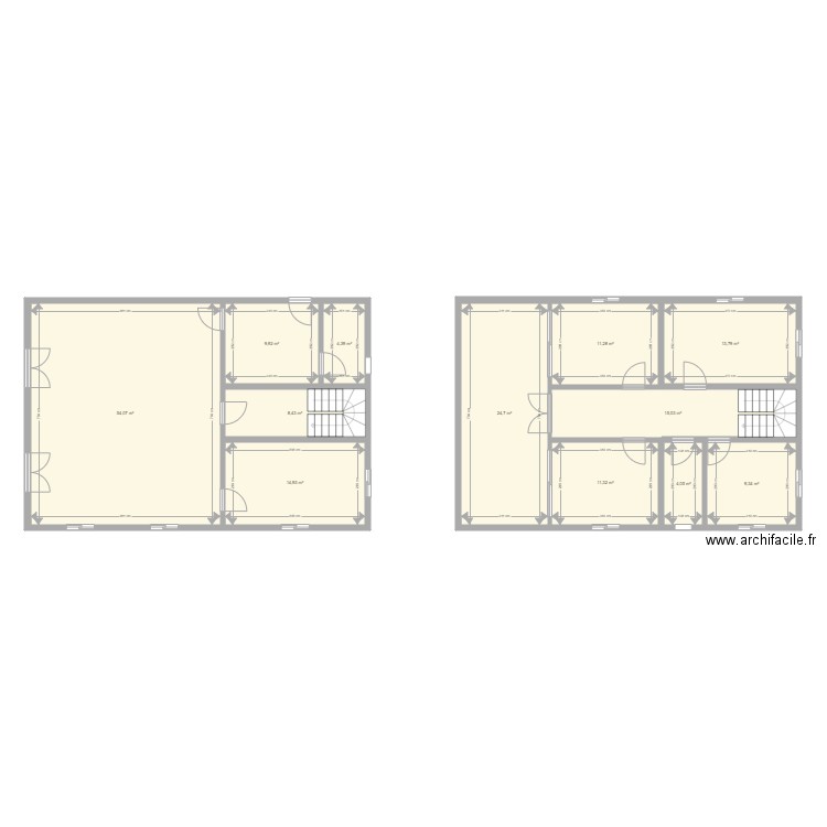 Plan Maison étage avec terrasse . Plan de 12 pièces et 181 m2