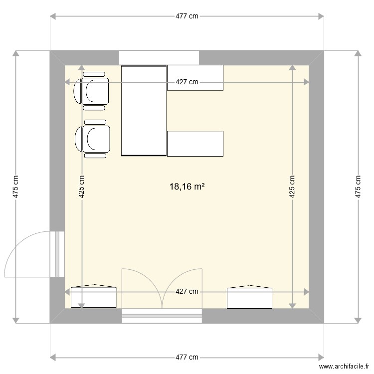 plan dir cab 5. Plan de 1 pièce et 18 m2