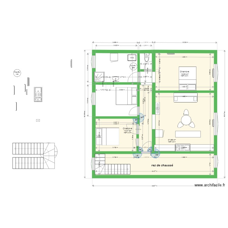 jean jaures plateau rez chauss 3 CHAMBRES. Plan de 0 pièce et 0 m2