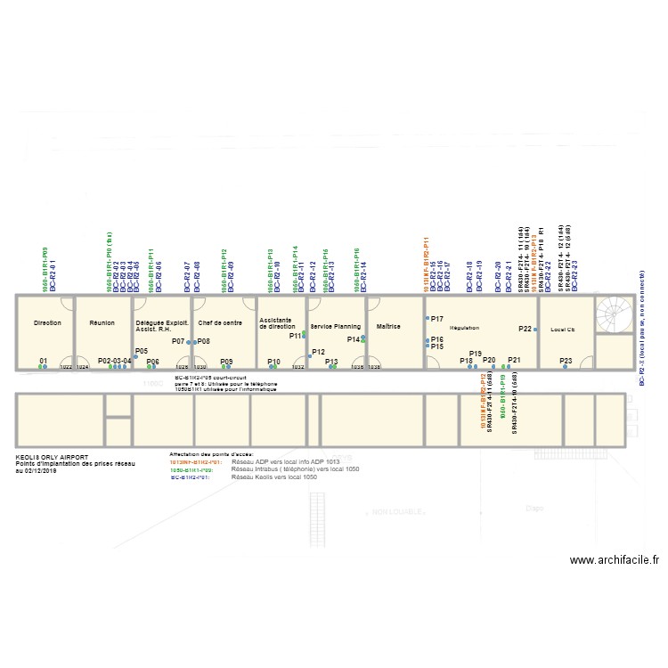 koa implantation des prises réseau Keolis. Plan de 0 pièce et 0 m2