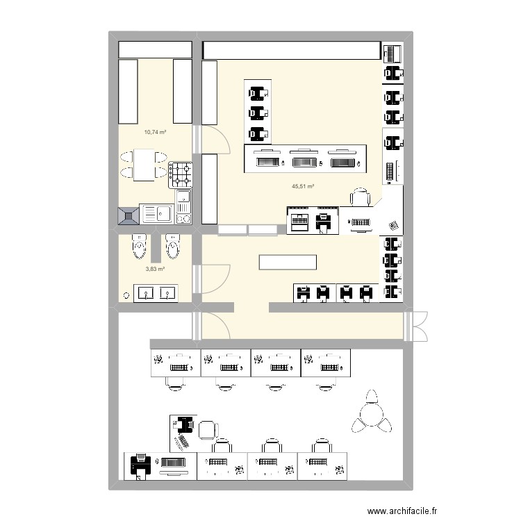 Annexe 4 : Plan de la surface du magasin. Plan de 3 pièces et 60 m2