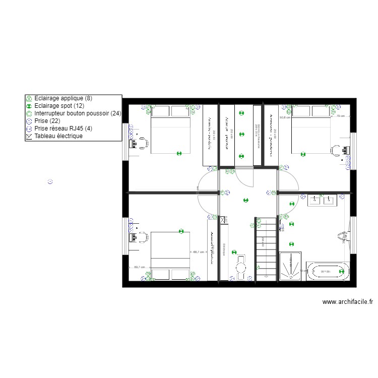 MAISON VITALIE ELEC 1 VIDE TOURNE. Plan de 6 pièces et 62 m2