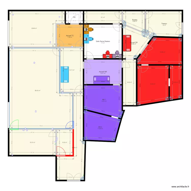 Salle Pirates. Plan de 