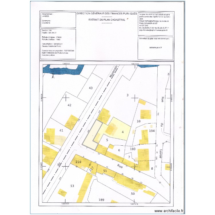 massec. Plan de 1 pièce et 220 m2