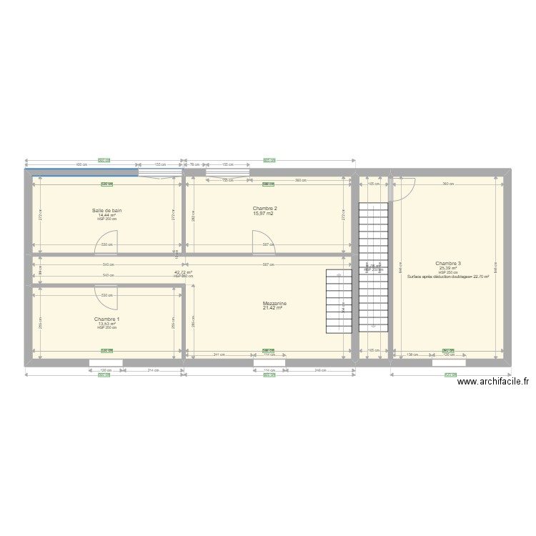 Plan huet. Plan de 5 pièces et 103 m2