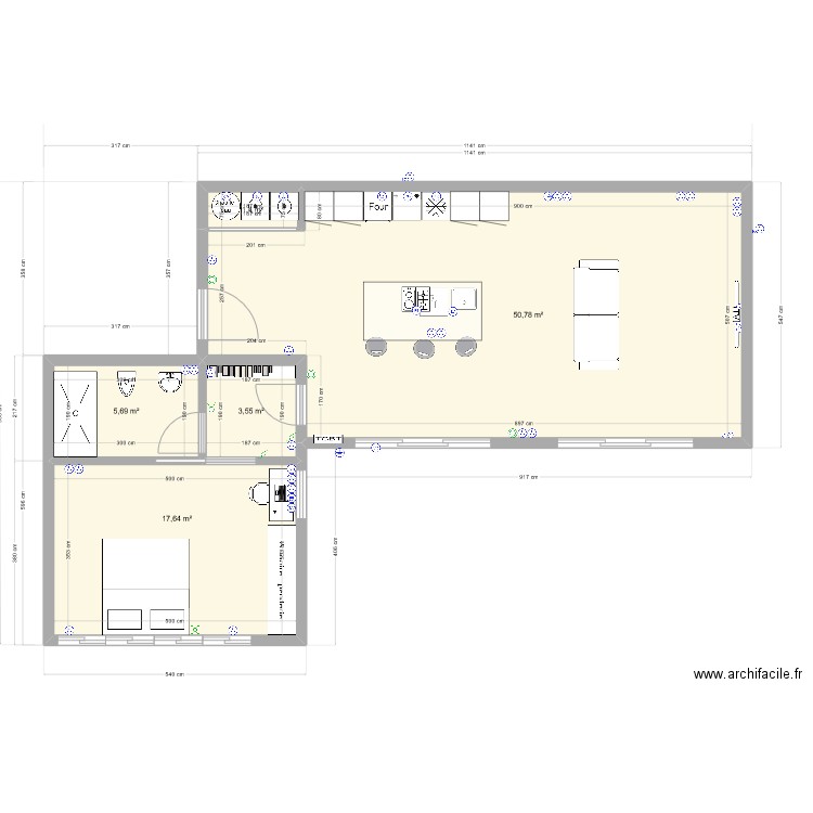 zoe elec. Plan de 5 pièces et 79 m2