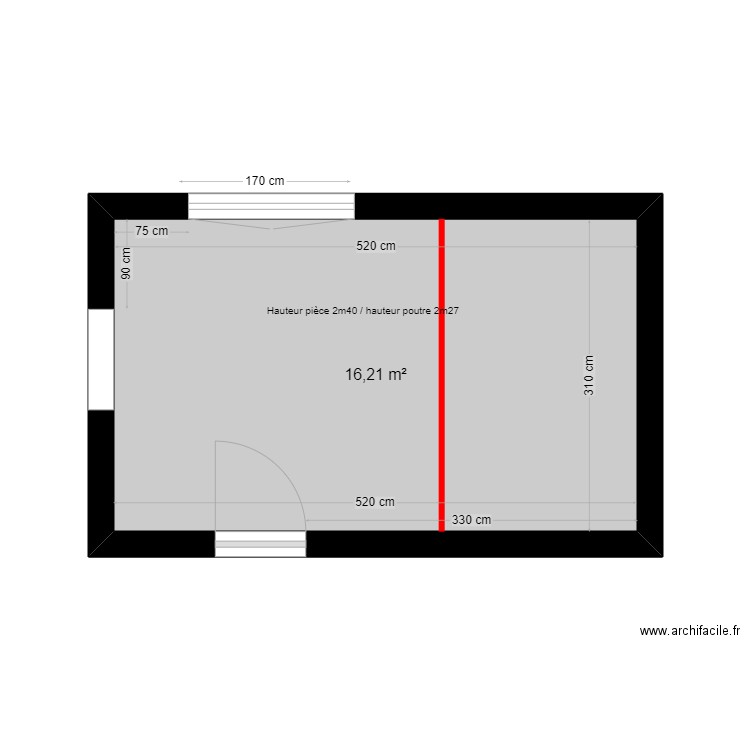 Cuisine Maison. Plan de 1 pièce et 16 m2