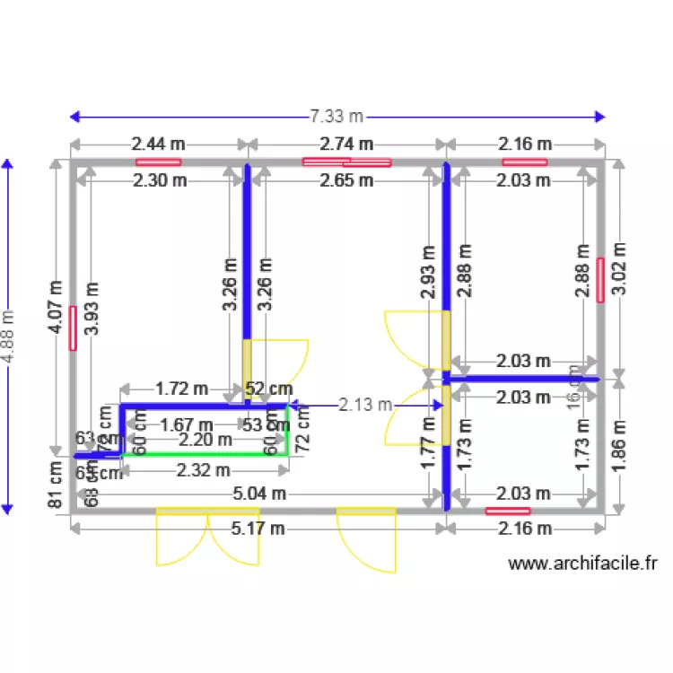 mobil home  avec cotes . Plan de 