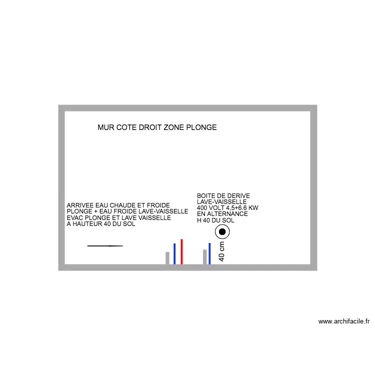 MUR COTE DROIT. Plan de 