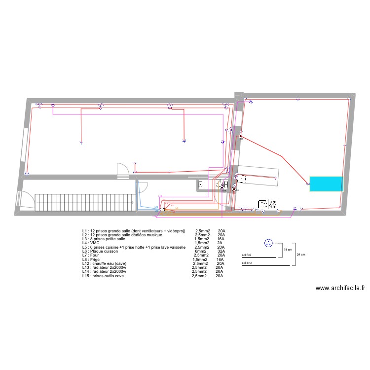 La Laverie Marseille prises électriques. Plan de 4 pièces et 115 m2