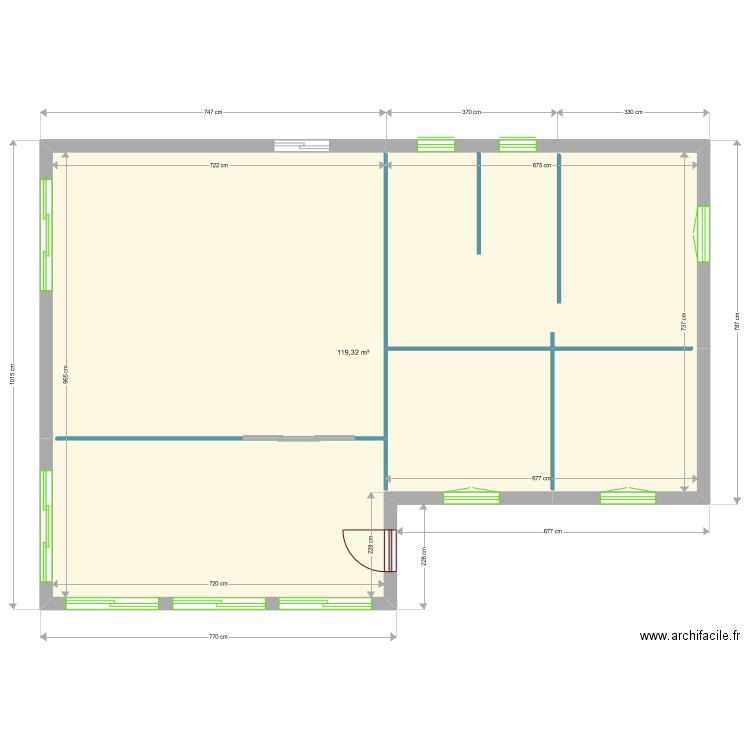 Montmaur Murs+ouvertures. Plan de 1 pièce et 119 m2