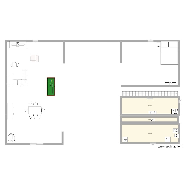 mansle. Plan de 3 pièces et 65 m2