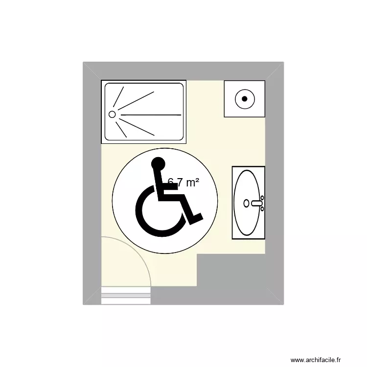 LAA* avec douche. Plan de 1 Pièce et 7 m² LAA* avec douche. Plan de 1 Pièce et 7 m²