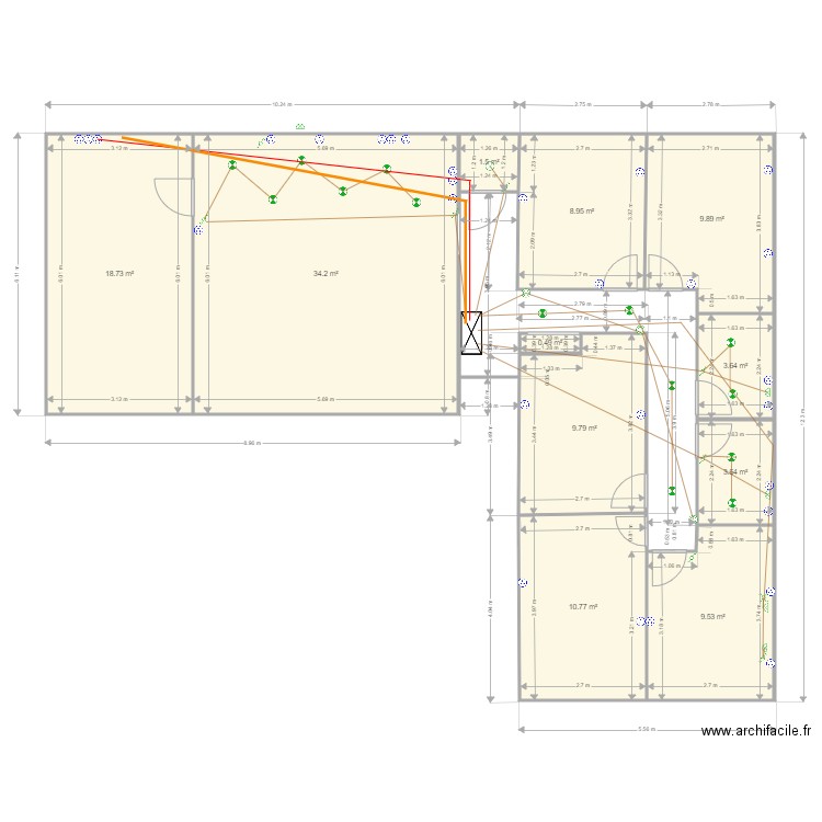 maison Emilie François. Plan de 11 pièces et 111 m2