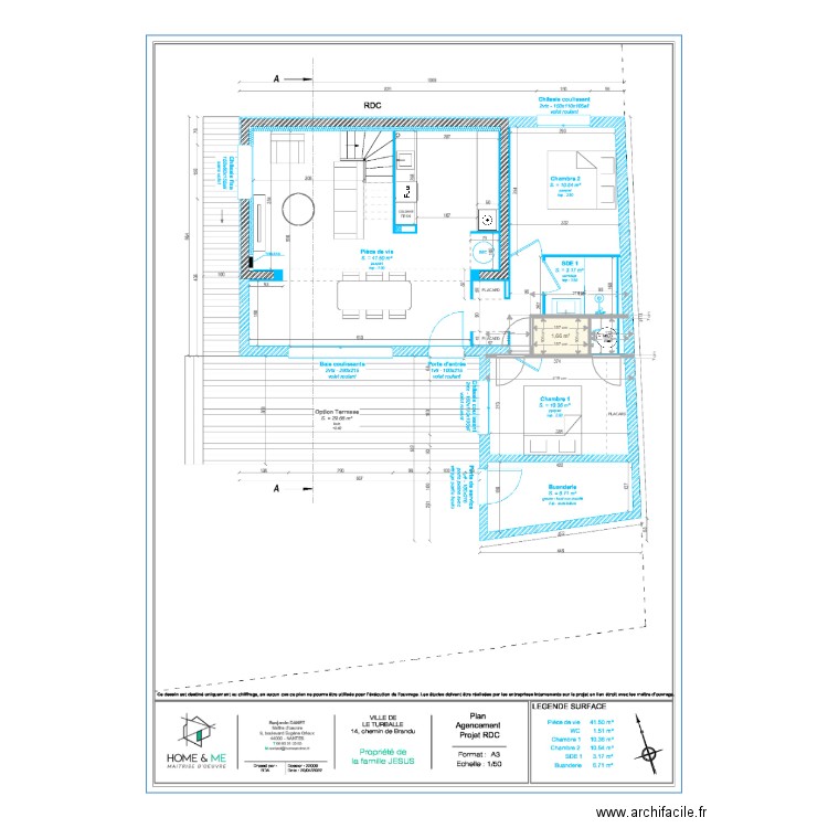 turballe1. Plan de 1 pièce et 2 m2