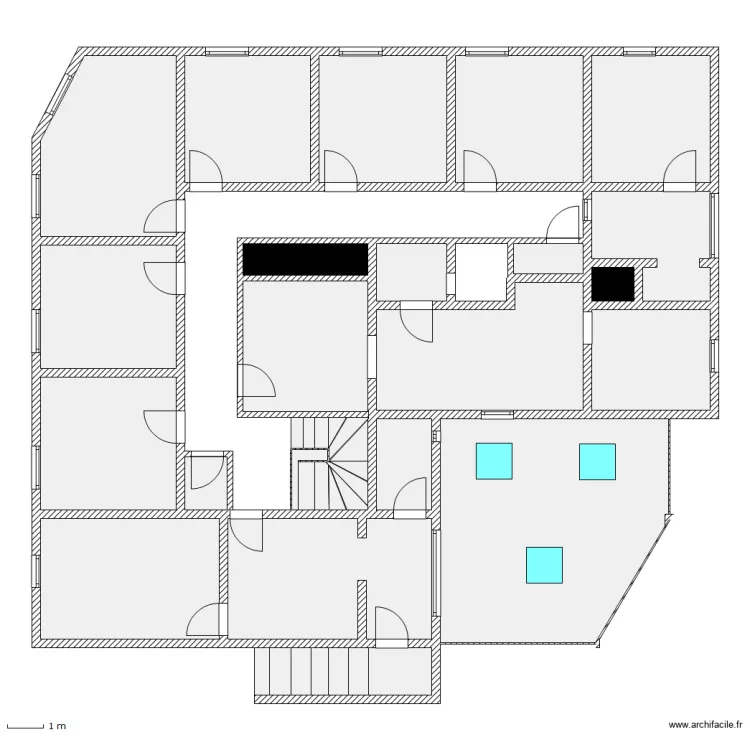 1er etage hotel avant travaux. Plan de 