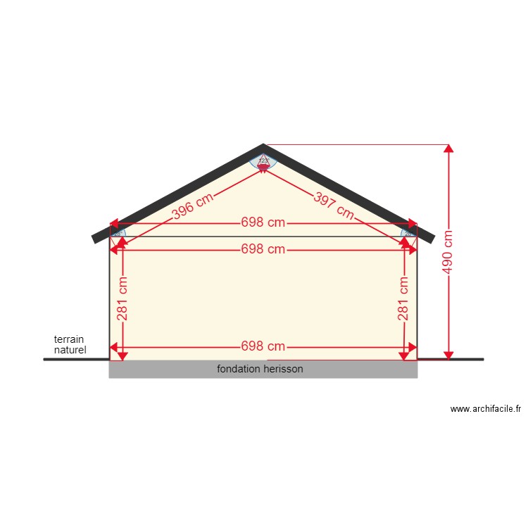 plan terrain naturel facade sud erp 2. Plan de 0 pièce et 0 m2