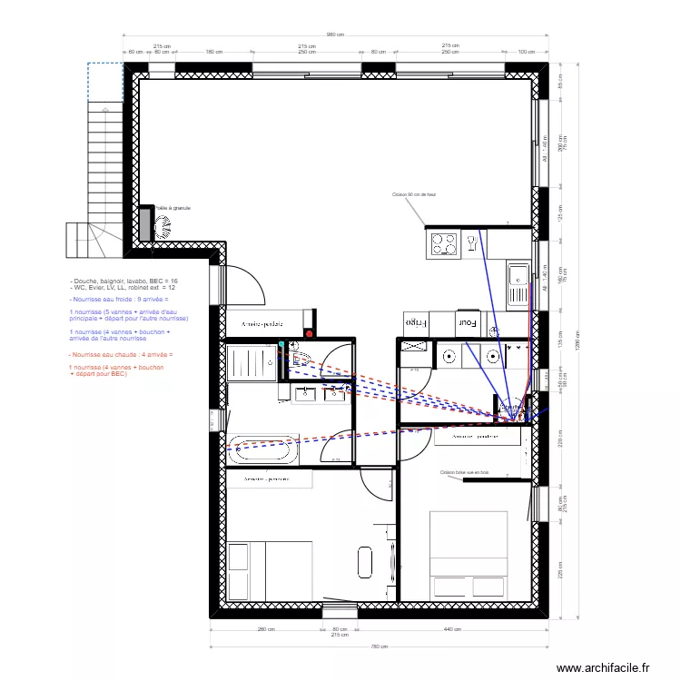 MAISON PLOMBERIE RDC. Plan de 