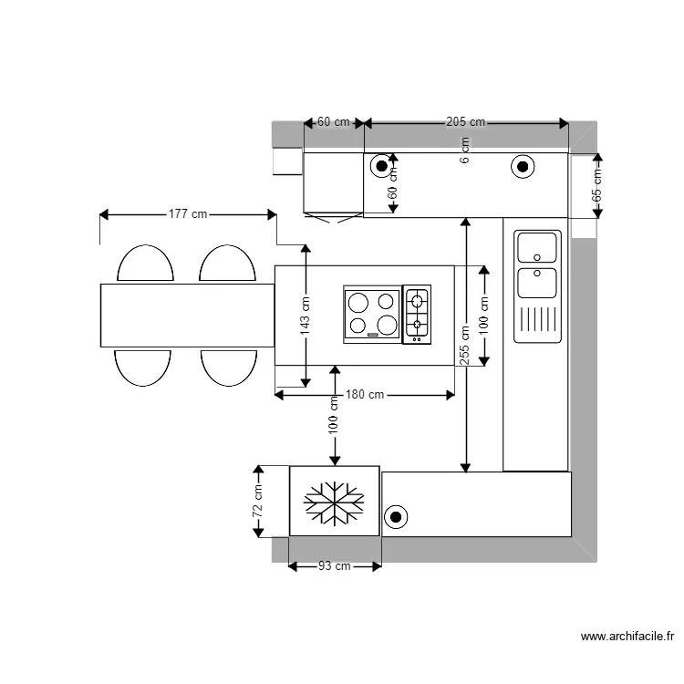 PLAN DE TRAVAIL  CUISINE HABITATION . Plan de 
