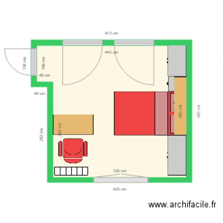 Levin. Plan de 1 pièce et 16 m2