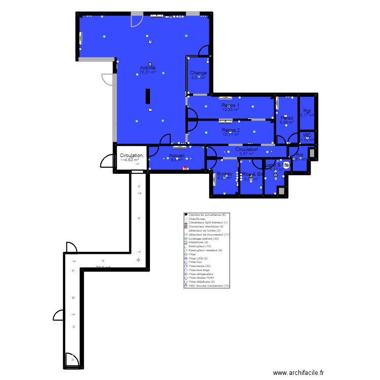 93 Aubervilliers Motte Projet JORDAN V ArL elec. Plan de 17 pièces et 173 m2