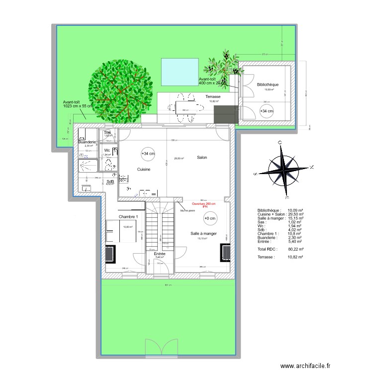 doumerc 2 gros oeuvre v3 avec couloir bois. Plan de 0 pièce et 0 m2