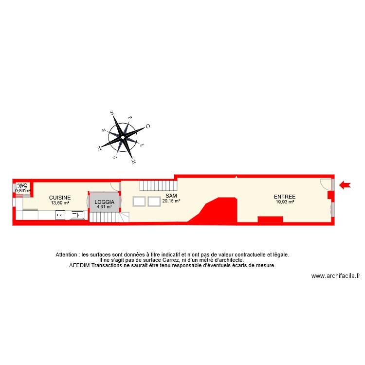 BI 7103 RDC PASCAL. Plan de 8 pièces et 63 m2