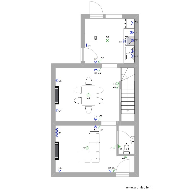 maison courcelle . Plan de 14 pièces et 102 m2