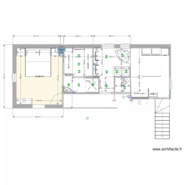 Salle de bain d&eacute;finitif elec. Plan de 