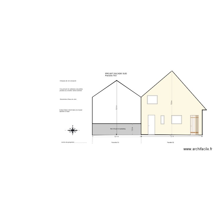 facade sudprojet. Plan de 0 pièce et 0 m2