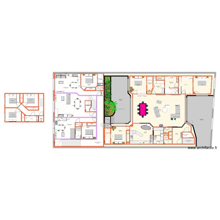 Premier étage B. Plan de 88 pièces et 1019 m2