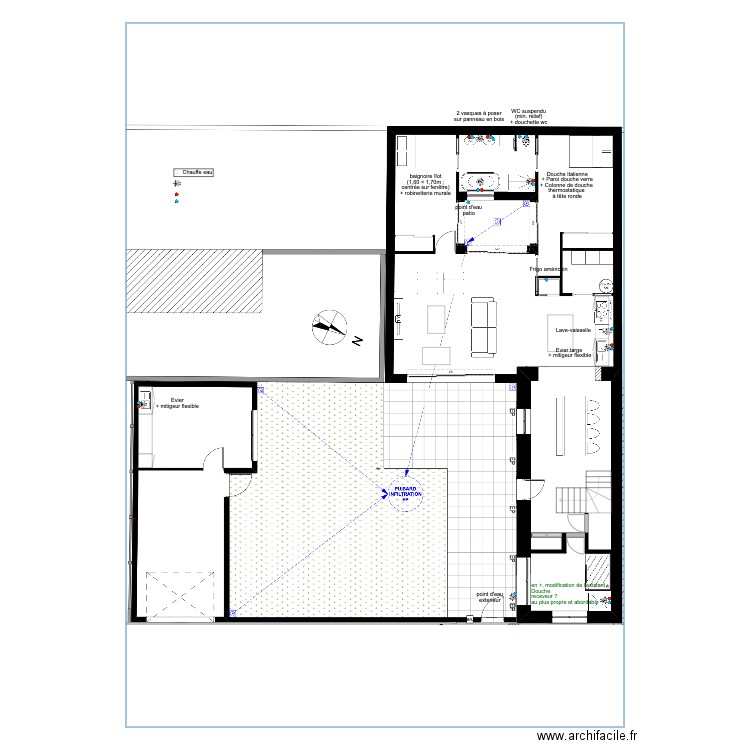 PLOMBERIE Extension et existant rdc 2020. Plan de 0 pièce et 0 m2