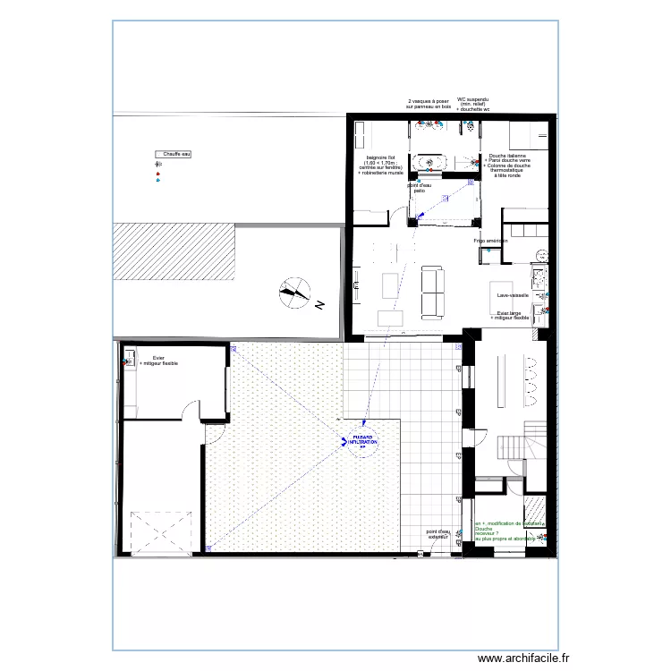 PLOMBERIE Extension et existant rdc 2020. Plan de 