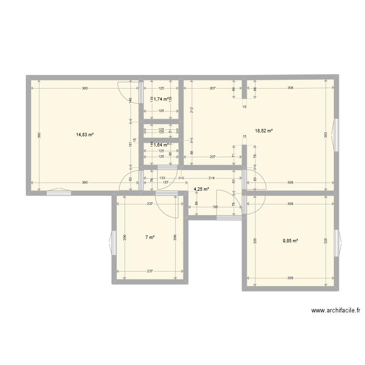 NANA4. Plan de 7 pièces et 58 m2