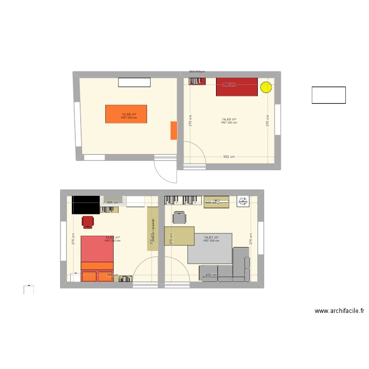 Grivegnée 2. Plan de 4 pièces et 58 m2