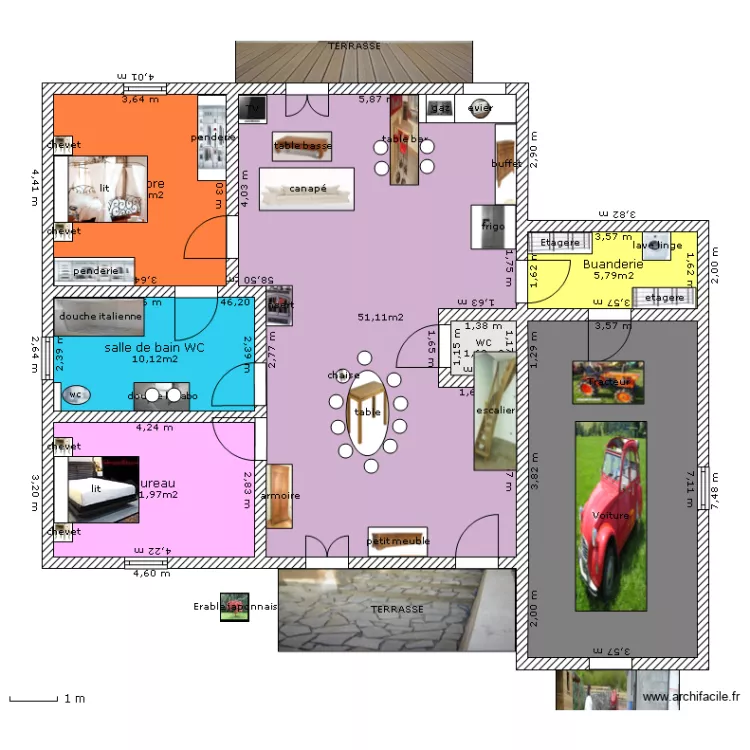 Maison en bois 100m2. Plan de 