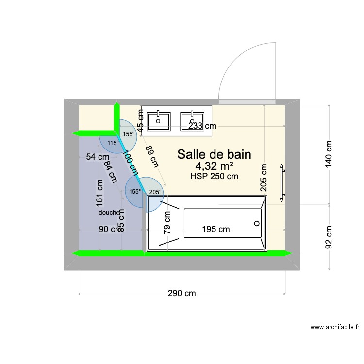 Sanchez 2. Plan de 3 pièces et 6 m2