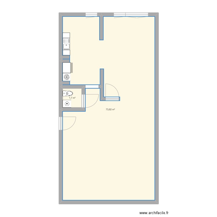 Appartement la Calif . Plan de 2 pièces et 76 m2
