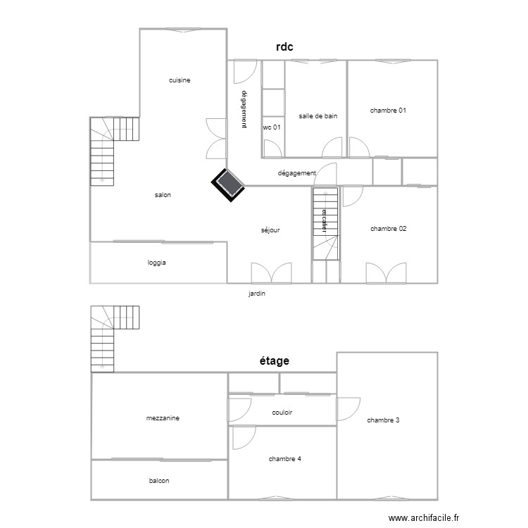 goimard rdc etage. Plan de 0 pièce et 0 m2