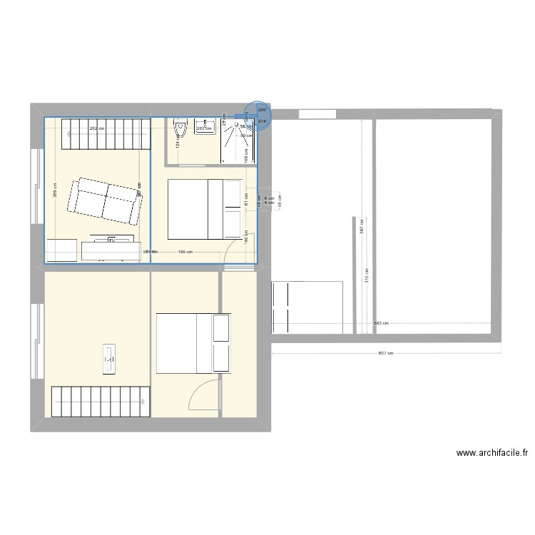 2 EME. Plan de 4 pièces et 31 m2